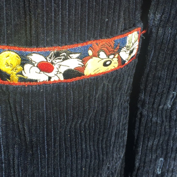 Navy corduroy Looney Toons button-down short - Picture 3 of 6